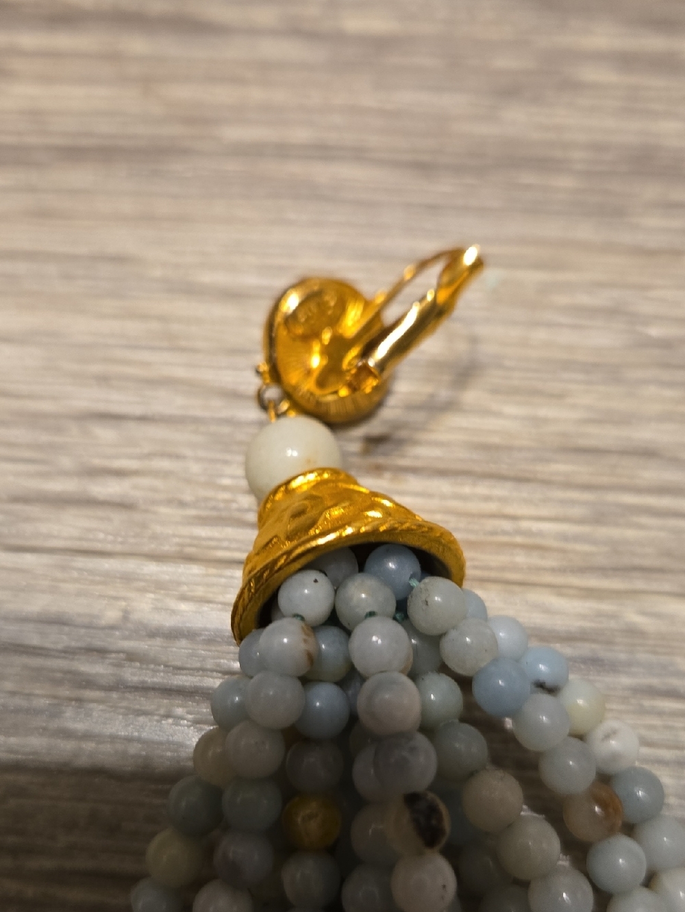 Kenneth Jay Lane Amazonite Tassel Earrings - Picture 4 of 5